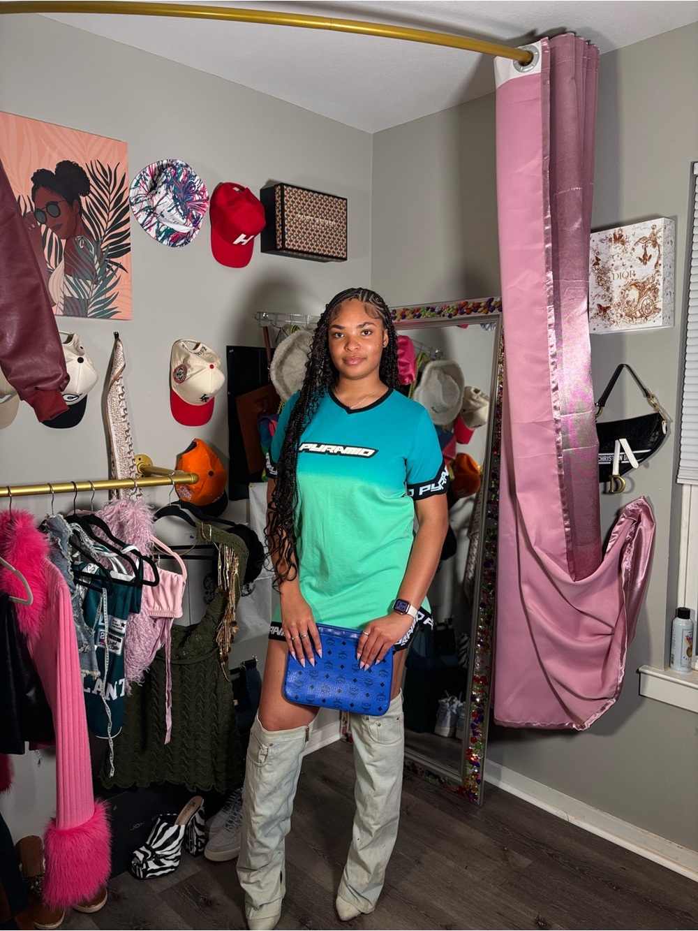 Teal to Aqua Gradient Short Sleeve Top - V-Neck Accent